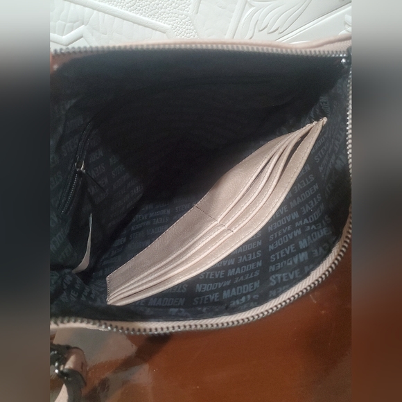 COPY - Steve Madden Blush Pink Faux Leather Suede Fringe Clutch Tablet Case Bag - Picture 6 of 7